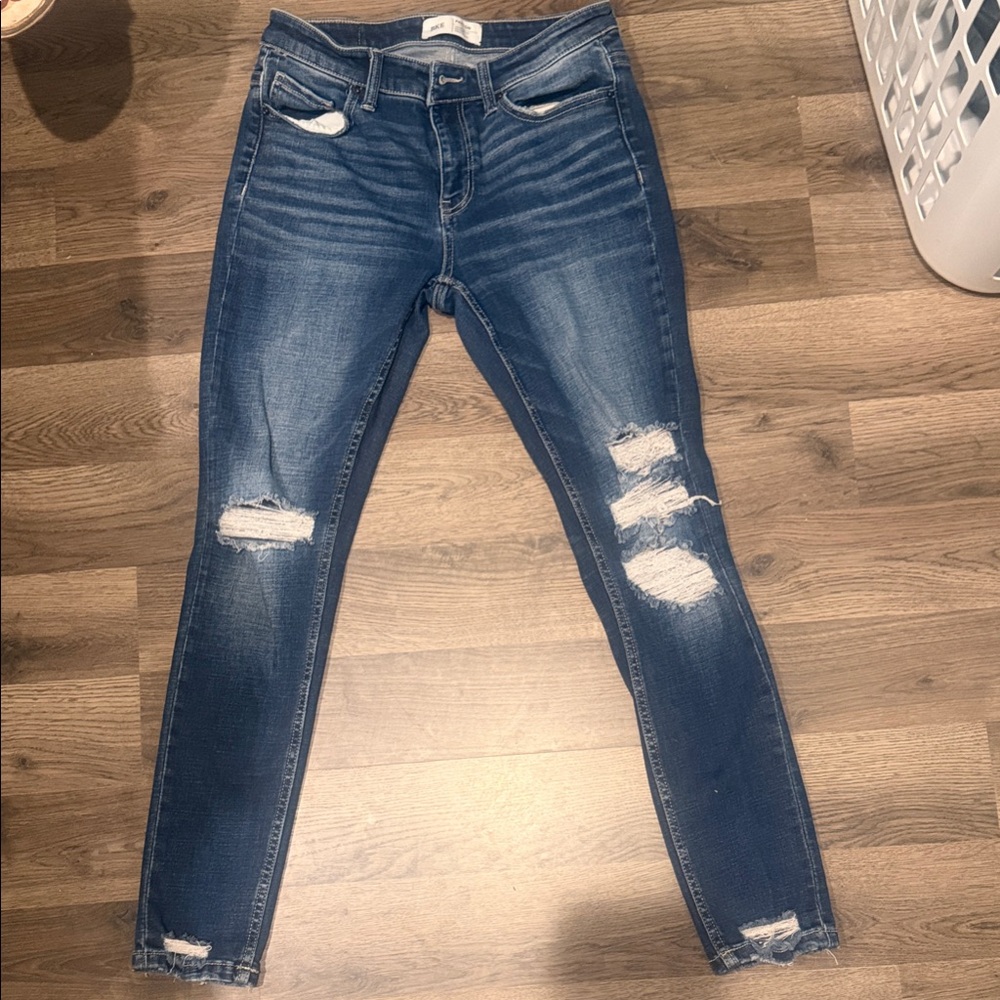 Buckle Dark Blue Ripped Skinny Jeans
